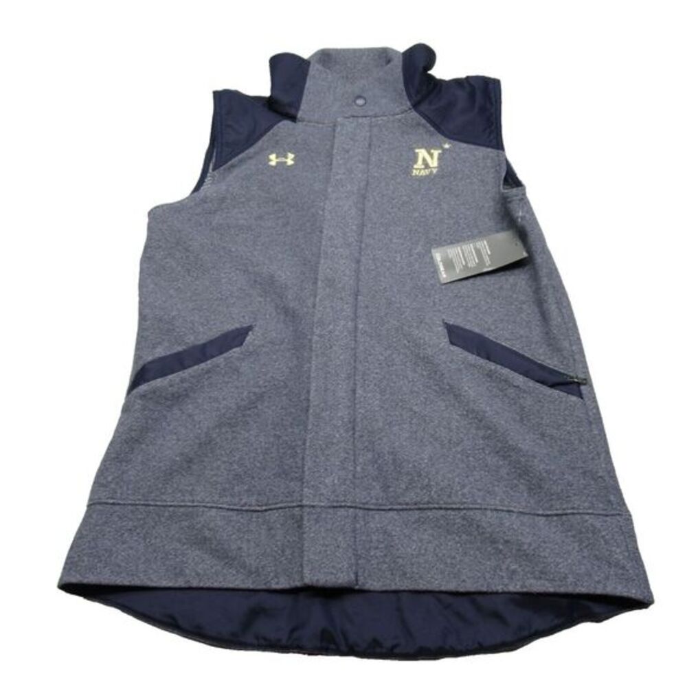 Under Armour Coldgear Vest Womens Medium‎ Blue Loose Full Zip Navy Logo NEW